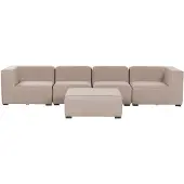 Beliani Lounge Set Beige Polsterbezug Modular 4-teilig Linksseitig Ecksofa mit Ottomane Outdoor u. Indoor für 4 Personen Garten Terrasse Wintergarten