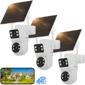 HDeye 3 x 4G-Solar-Sicherheitskamera mit 3-Monats-Akku & PIR-Erkennung – Duale Objektive, 2K-Nachtsicht, Fernsteuerung per App für Außenüberwachung