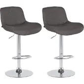 CLP 2er Set Barhocker Solon Chrom höhenverstellbar und drehbar mit Rückenlehne dunkelgrau Material Stoff