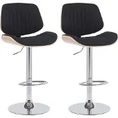 CLP 2er Set Barhocker Clawson Stoffbezug Bugholz höhenverstellbar und drehbar natur/schwarz Gestell Farbe chrom