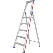 Hymer Stufenstehleiter mit Plattform, einseitig begehbar, 5 Stufen, senkr. Höhe 1,79 m, Reichhöhe 3,14 m, Gewicht 6,6 kg