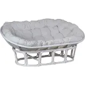 MiaMöbel Sofa Rattan 165 cm Modern 100% Baumwolle Rattan Weiß