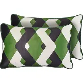 Beliani Gartenkissen 2er Set Mehrfarbig Polyester ZickZack-Muster Rechteckig 30x50 cm Wasserabweisend Dekokissen mit Füllung für Garten Terrasse Balkon