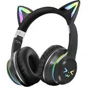 Avizar , Bluetooth Kopfhörer Leuchtende Katzenohren, Schwarz