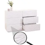 Mendler Kommode MCW-M52, Schrank Sideboard, 3D-Design Schubladen Push-to-open, 81x120x42cm Hochglanz weiß