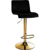 CLP Barhocker Hover Samtbezug höhenverstellbar drehbar mit Rückenlehne | schwarz Farbe schwarz Material Gestell Metall gold