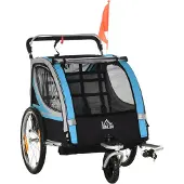 MEIYOU Kinderanhänger,Kinderwagen,5-Punkt-Sicherheitsgurt,Universalkupplung,Stahl,Blau,142x75x101cm