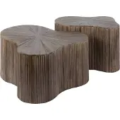 KAWOLA Couchtisch INKA Set 2-tlg. Teakholz braun Kleeblatt-Form