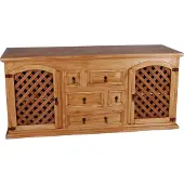 MiaMöbel Sideboard Mexico Möbel 167x75x62 cm Landhausstil Massivholz Pinie Honig