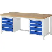 RAU Werkbank höhenverstellbar 8181A1, B2000xT900xH840-1040mm, 8x Schublade-TA