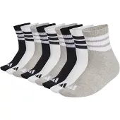 Adidas Unisex Quartersocken, 9er Pack - 3-Stripes Cushioned Sportswear Mid-Cut Socks, Logo, Streifen, gepolstert