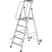 MUNK Günzburger Steigtechnik MUNK Aluminium-Stehleiter mit Rollen und Griff 5 Stufen
