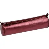 Clairefontaine 4x Schlampermäppchen Leder Cuirisé rund Ø5,5x22cm Kirsche 8689C