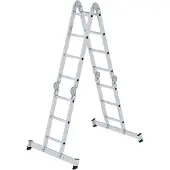 Proregal Vielzweckleiter 4-teilig mit nivello-Traverse und Holzbelag 2x3 + 2x4 Sprossen