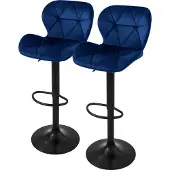 ML-Design | 2er-Set Barhocker Leah Samt Blauw Fluweel 41x110x47 cm | NADUVI