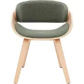 Miliboo - Design-Stuhl aus khakigrünem Stoff und hellem Holz BENT