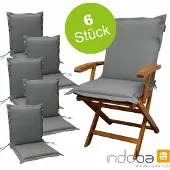 Indoba Sitzauflage Niederlehner 'Premium'extra dick, Farbe:grau, Typ:6er Set