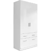 Die Möbelfundgrube Kleiderschrank weiß hochglanz - rauch - 91 cm - CELLE