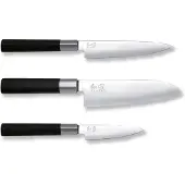 Kai Messer Set Wasabi Black 3 teilig Kochmesser Allzweckmesser Santoku 67-W17