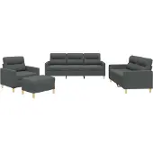 vidaXL 4-tlg. Sofagarnitur mit Kissen Dunkelgrau Stoff