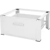 ML-Design Waschmaschinen Untergestell mit Schublade 63x54cm Stahl Weiß bis 150kg, für Kühlschrank, Waschmaschinen-Unterschrank, Waschmaschinensockel