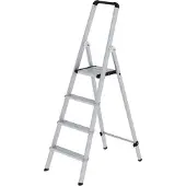 Proregal ML Stufen-Stehleiter einseitig begehbar Aluminium eloxiert 4 Stufen