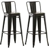 TPFLiving 2er Set Barhocker Massimo Metall Schwarz-Gold