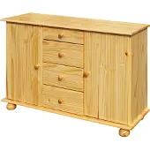 SIT Möbel Kommode mit 4 Schubladen, 2 Türen | Kiefer-Holz massiv | natur | B 119 x T 38 x H 81 cm | 19000-65 | Serie KOMMODE