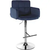CLP Barhocker Los Angeles Samt höhenverstellbar und drehbar blau Gestell Farbe chrom