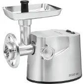 ProfiCook Fleischwolf PC-FW 1173 inkl. 3 Edelstahl-Lochscheiben, Kebbe-und Wurstfülleraufsatz, XXL-Verschlussring, Profi-Metallgetriebe, Vor-und Rücklauffunktion, Edelstahlgehäuse, 2000 Watt, silber