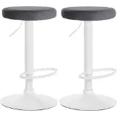 CLP 2er Set Barhocker Ponte Samt höhenverstellbar und drehbar dunkelgrau Material Gestell Metall matt weiss