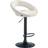 CLP Barhocker Olinda Samt drehbar und höhenverstellbar | Farbe creme Gestell Farbe schwarz