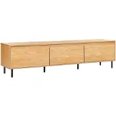 Beliani Modernes, minimalistisches TV-Möbel, Schrank aus Metall mit 3 Fächern aus hellem Holz