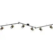 Globo Lighting Strahler Metall schwarz matt, Aluminium kupferfarben matt, Aluminium schwarz matt, Kunststoff rauchfarben, Dreh-/Schwenkbar, LxBxH: 1800x80x185mm, exkl. 6x GU10 25W 230V