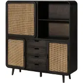 MASSIVMOEBEL24.DE MASSIVMOEBEL24 Highboard Mango 150x40x160 dunkelgrau lackiert VALENCIA #211