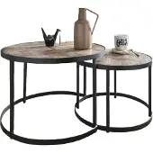 Die Faktorei Faktorei Happy I Couchtisch 2er Set Vintage Grau/Metall Schwarz