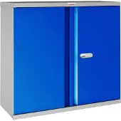 Phoenix SCL0891GBE Aufbewahrungsschrank Grau - 2 blauer Türen und 1 Regal - mit elektronischem Schloss