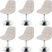 Chefgastro 6er-Set Esszimmerstuhl | HxBxT 84x47x50cm | Sitzhöhe 46cm | Chrom | Kunstleder Creme | Stuhl Drehstuhl