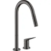 Hansgrohe AXOR Citterio M DN 15 2-Loch-Einhebel-Küchenmischer 220 mit Ausziehbrause, 34822340, Farbe: Brushed Black Chrome