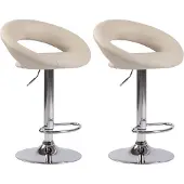 CLP 2er Set Barhocker Olinda Kunstleder höhenverstellbar und drehbar creme Gestell Farbe chrom
