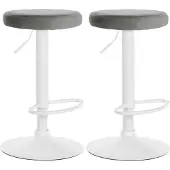 CLP 2er Set Barhocker Ponte Samt höhenverstellbar und drehbar grau Material Gestell Metall matt weiss