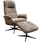 KAWOLA Relaxsessel SILVA Drehsessel Schaffell beige mit Hocker