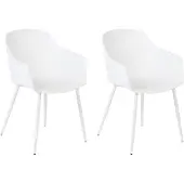 Beliani Esszimmerstuhl 2er Set Weiß Kunststoff mit Metallgestell Armlehnen Modern Skandinavisch Wohnzimmer Esszimmer Flur Diele