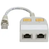 Telegärtner T-Adaptor S Cat.5e, 2xTR light grey RAL 7035, 2xTR, männlich/weiblich, T-Adaptor S Cat.5e