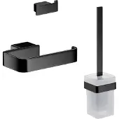 Emco loft WC-Set, Bürstengarnitur, Toilettenpapierhalter, Doppelhaken, schwarz, 059813300