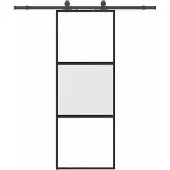 Syfax Schiebetür mit Beschlag Schwarz 76x205 cm Hartglas