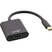 InLine Mini DisplayPort HDMI Adapterkabel Aluminium mit Audio, 4K/60Hz, schwarz, 0,15 m, Mini DisplayPort, HDMI, Männlich, Weiblich, Gerade