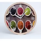 Tulup Holzuhr 20fi cm wanduhr - weiße Spitzen - bunte Gewürze