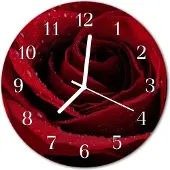 Tulup Glasuhr Wanduhr Küchenuhr Echt-Glas 30fi cm Rose rot