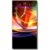 Tulup Glasuhr Wanduhr Küchenuhr Echt-Glas 30x60 Muster Mehrfarbig
